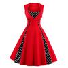 Women's Retro Fitted Sleeveless Polka Dot Print Dress For Performance