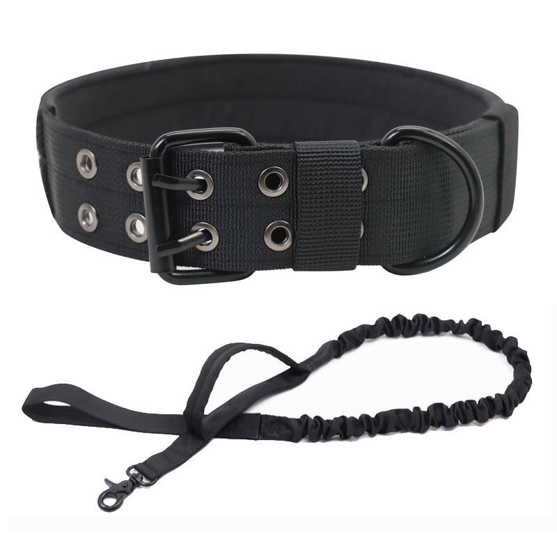 Outdoor tactical dog collars tactical training dog collars nylon adjustable pet collars traction ropes pet supplies (as the picture,M)