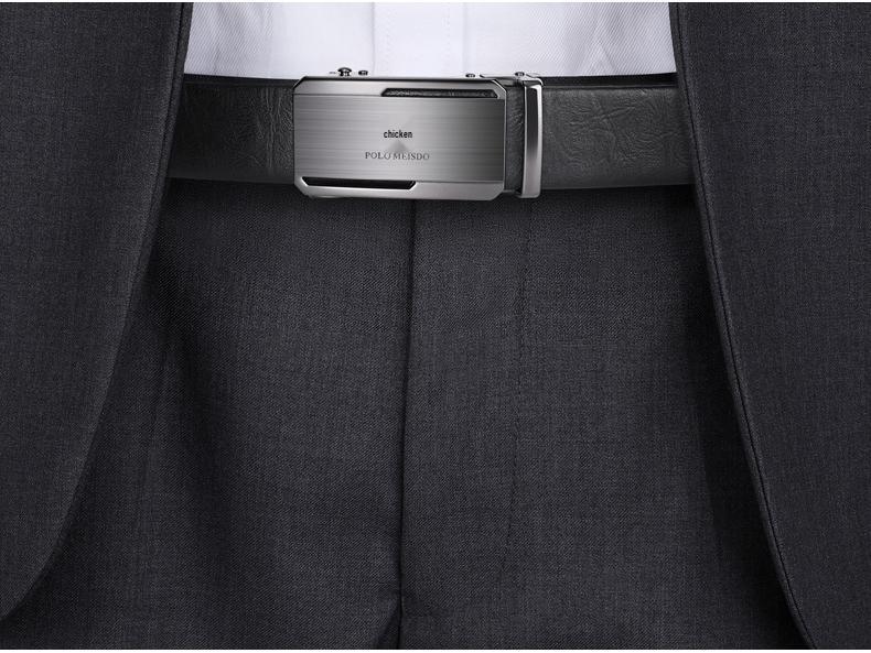 Paul Messder Men's High-End Genuine Leather Belt with Automatic Buckle - Top Layer Cowhide.