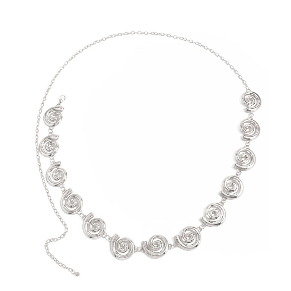 Silver Spiral Circle Waist Chain Gold Color Oval Belly Chain Creative Metal Waist Chain Girls
