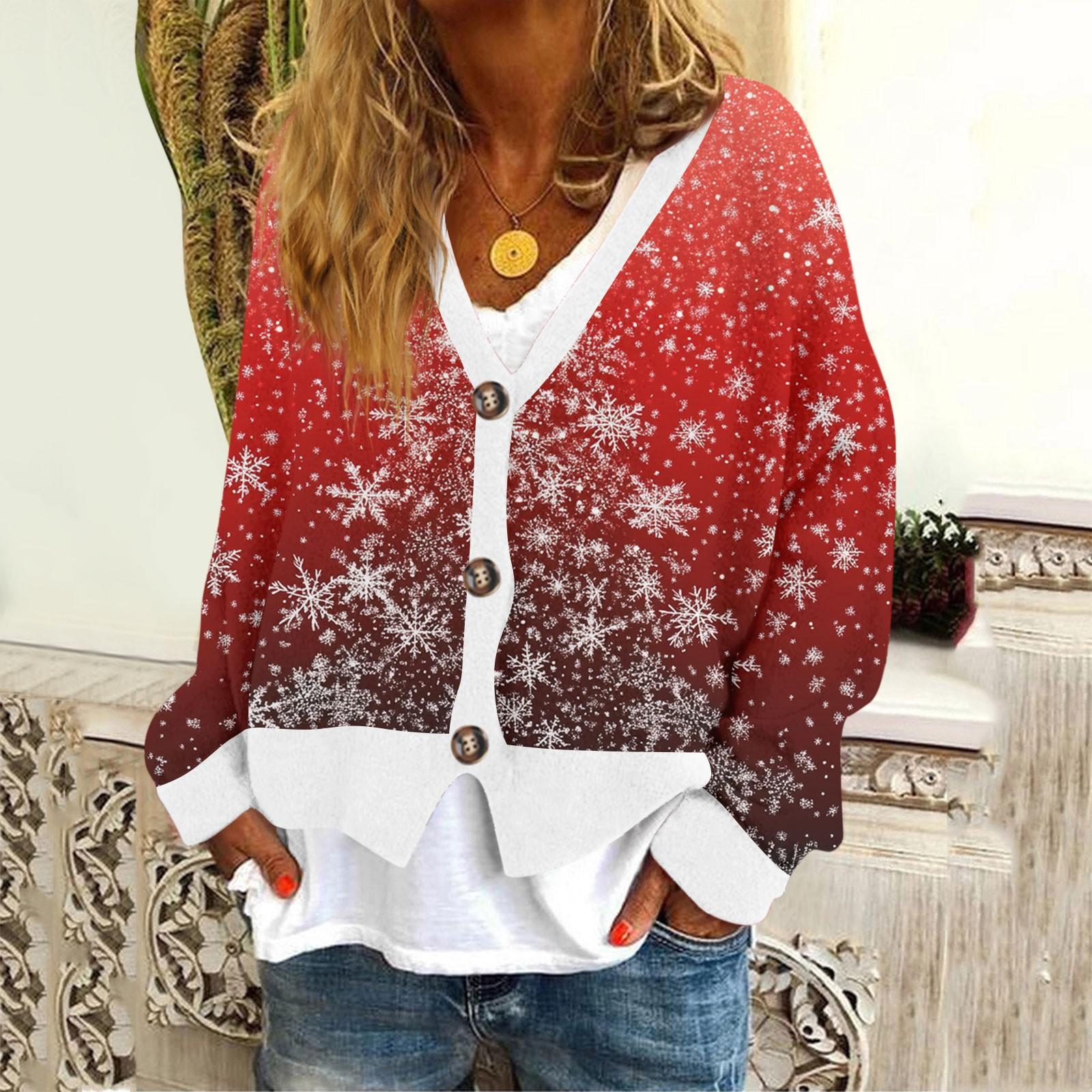 

Женское модное короткое пальто, повседневное, с длинным рукавом, с рождественским принтом, однобортный плюшевый топ XXL красный