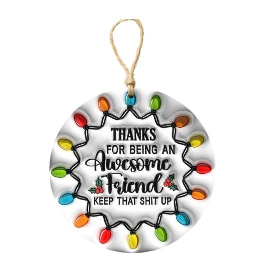 Friendship Christmas Ornament Acrylic Best Friend Gifts Xmas Tree Hanging Decoration for Women Sister Coworker