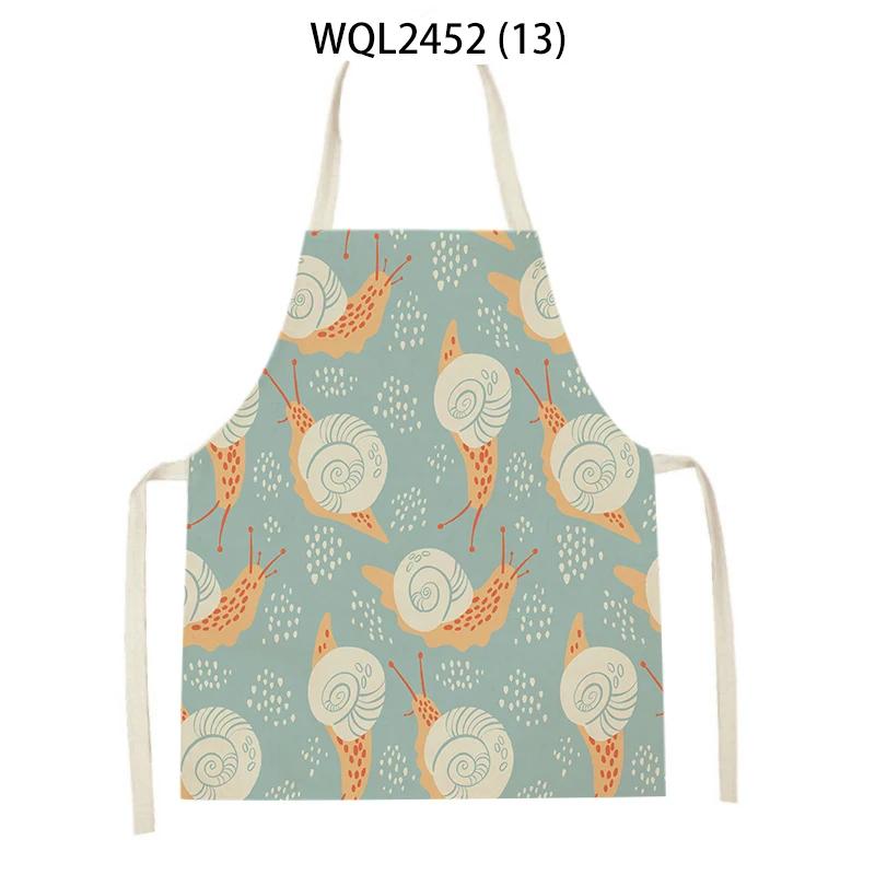 Animal Snail Rabbit Printing Apron Adult Kids Sleeveless Kitchen Apron Linen Cooking Baking Accessories Apron Cleaning Tool