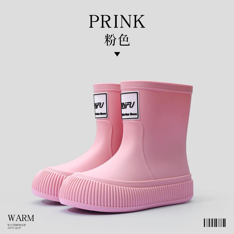 Fashion Women's Rain Boots Trendy Mid Calf Rainboots Waterproof Garden Shoes for Women Outdoor Non Slip Rubber Galosh Botas Lluvia Mujer