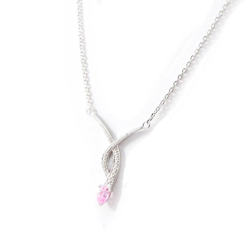 Les Trésors De Lily [B9853] - Colar Prata 'Tentação' Rosa Branco