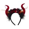 Gothic Red Black Flower Rose Headband Horn Hair Hoop Women Halloween Headband Party Costume Dress Up Carnival Hair Accessories