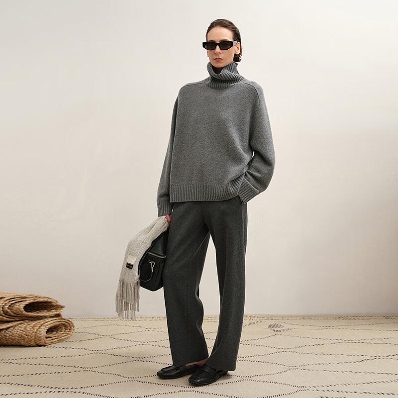 LESS Women's High-Neck Cashmere Blend Pullover Sweater