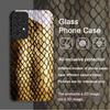 Creative Black Golden Scale Texture Printed Tempered Glass Phone Case for Samsung Galaxy A56 A55 A54 A53 A52 A36 A16 A14 Covers