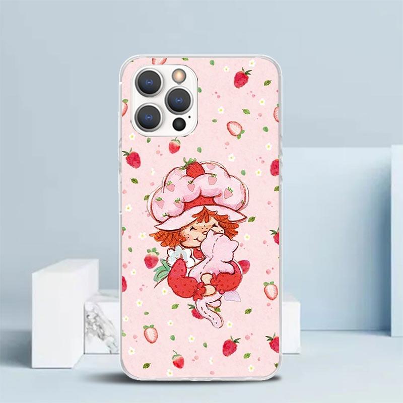 Strawberry Cartoon Girl Soft Cover for iPhone 16 17 Air 15 14 Pro Max 16E Phone Case 13 Mini 12 11 7 SE 8 Print Pattern Fit Case