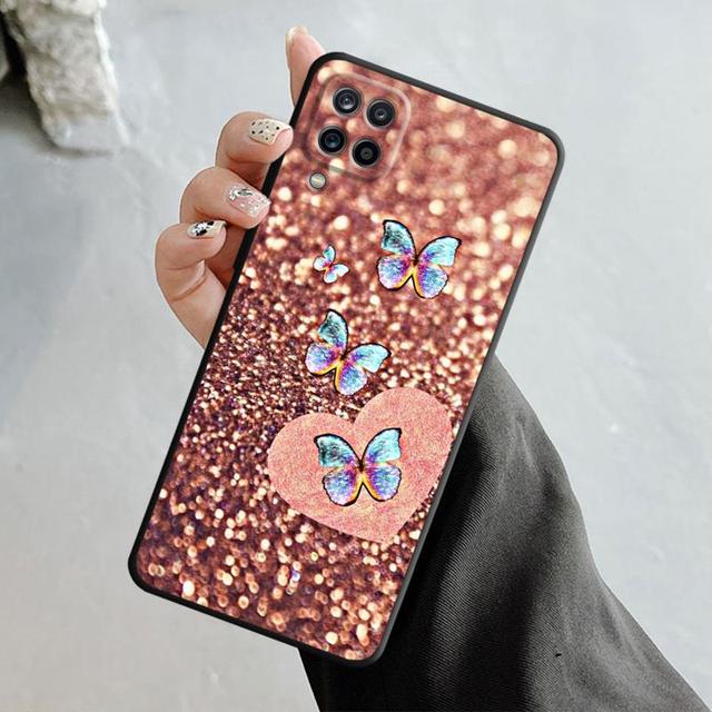 Shell For Samsung Galaxy A70 A70s A50 A30s A04s A20s A20e A02 A02s A03 A42 M52 M31 M04 Case Bling Aesthetic Butterfly Rose Art