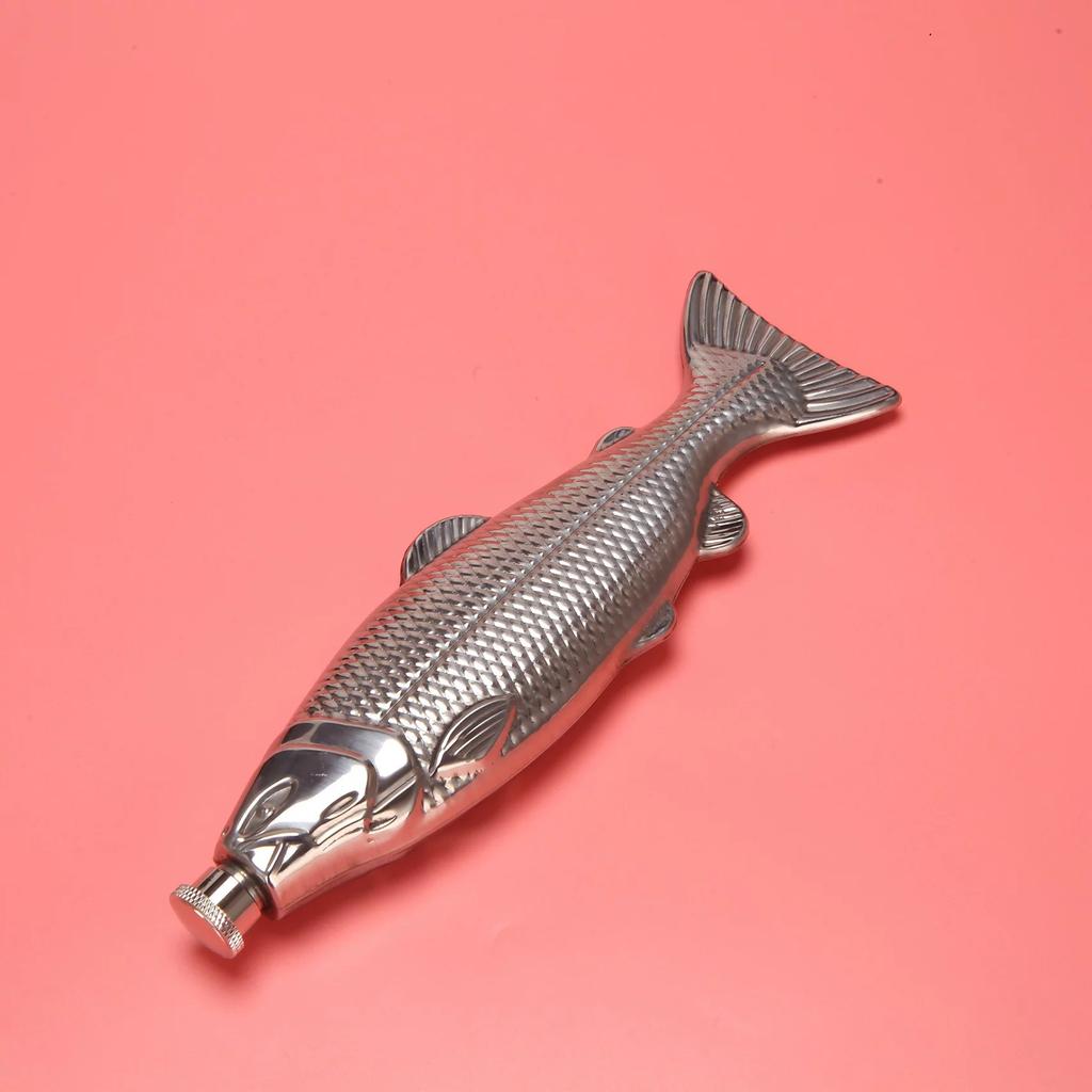 304 Stainless Steel Fish Shaped Flask 5 Ounce Unique Portable Jug Outdoor Camping Drinkware