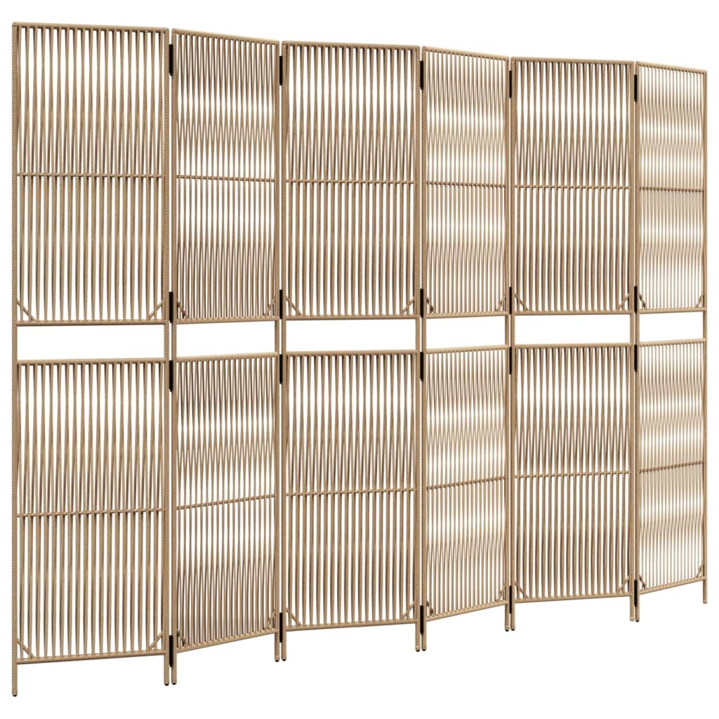 Vidaxl 6-Panel Screen, Beige, Poly Rattan