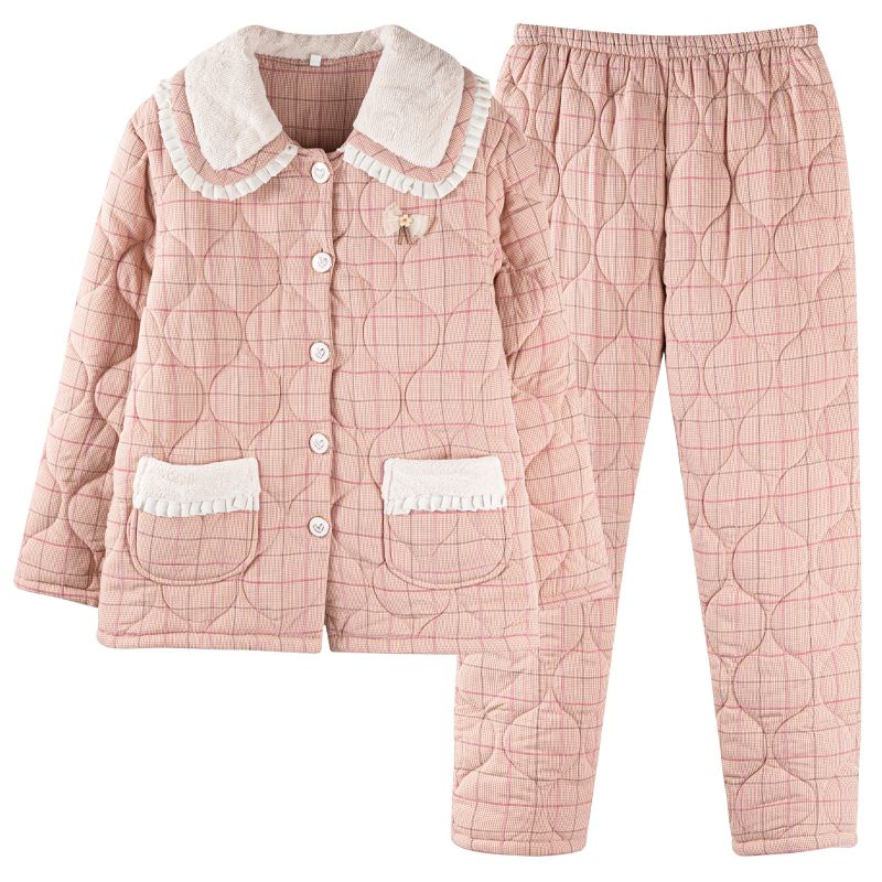 Нові жіночі піжами осінь-зима Теплий одяг з бавовняною підкладкою Тришаровий бавовняний одяг для сну Великий розмір Домашній одяг