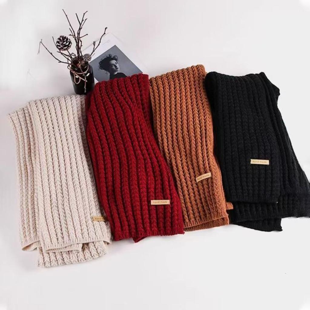 Knitted Scarf with Yarn for Women, Autumn and Winter, Korean Version, Thickened and Warm Shawl Style Scarf