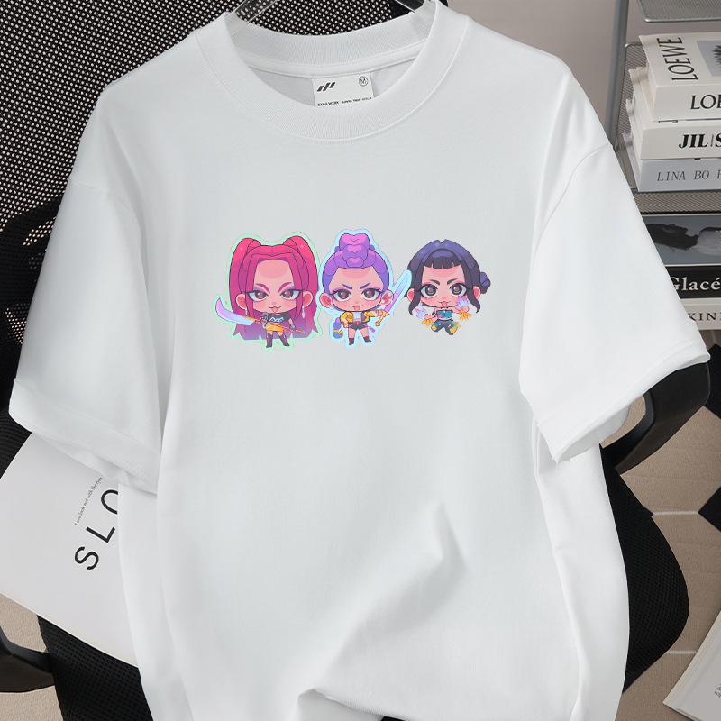 KPop Demon Hunters Huntrix Trykk Herre T-skjorte Sommer Bomull Kort Ermet T-skjorte for Dame O-hals Dame T-skjorte Streetwear Topper