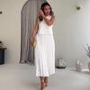 2024 Sleeveless Round Neck Top & High Waist Pleated Midi Skirt Set