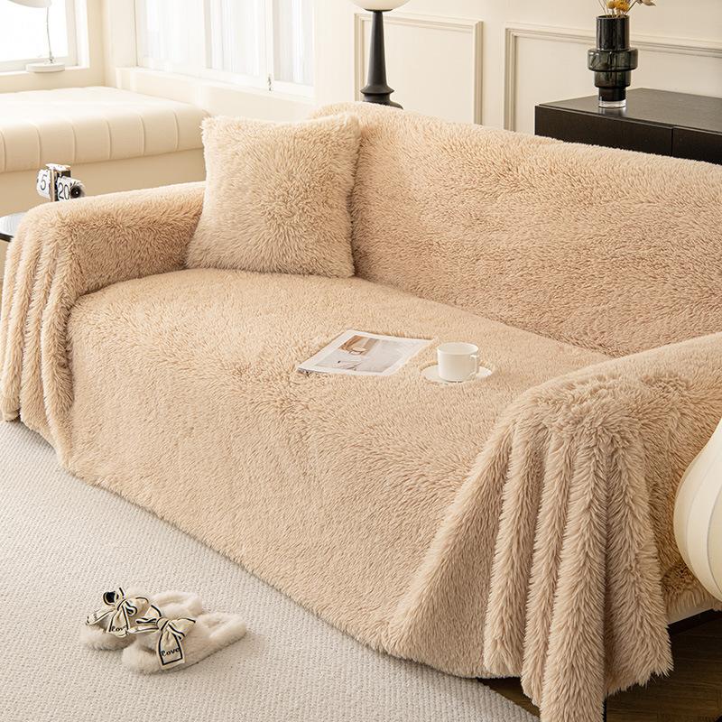 Plush Sofa Towel Full Cover Cream Windproof Cat Claw White Sofa Blanket High-end Thickened Anti-slip Sofa Cover