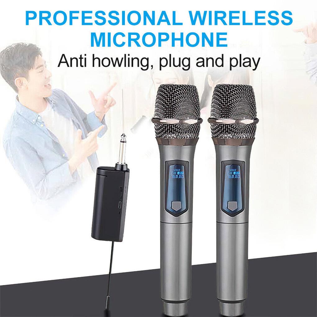 Wireless Microphone 2 Channels UHF Professional Handheld Mic Micphone For Party Karaoke Professional Church Show Meeting