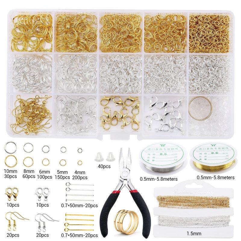 Alloy Accessories Jewelry Findings Set Copper Wire Open Jump Rings Jewelry Making ToolsEarring Hook Jewelry Making Supplies Kit