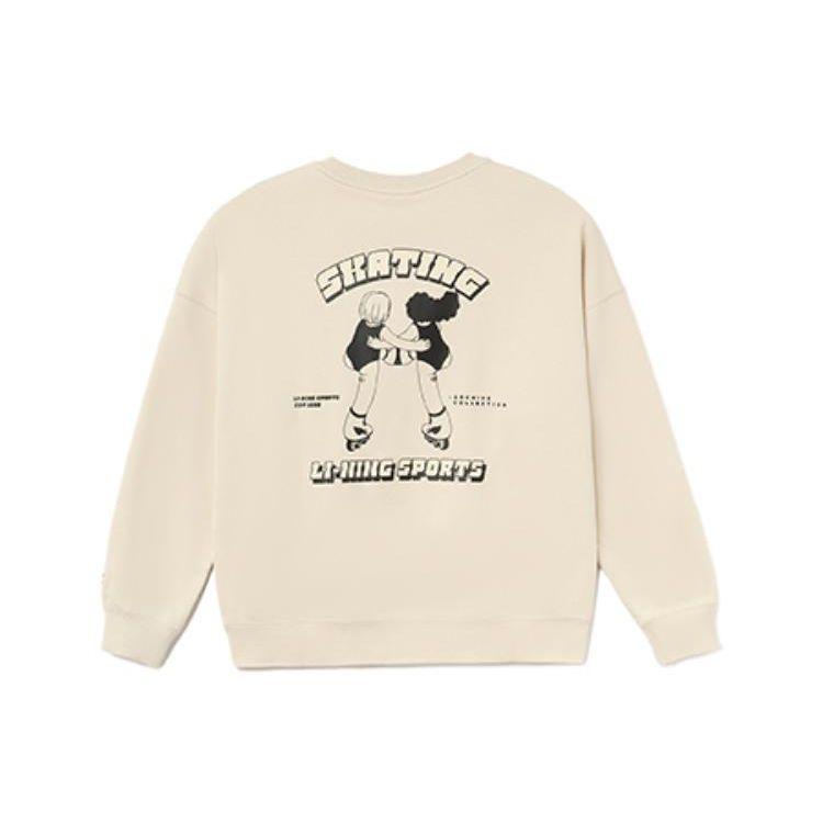 

Li Ning Sports Trend Series Fun Print Fleece Warm Loose Pullover Sweatshirt Women sweatshirt Khaki AWDR700-1 XL