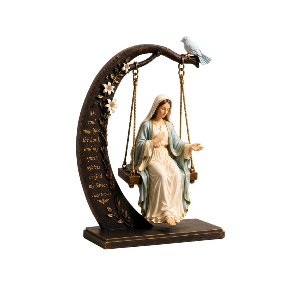 2D Flat Wooden Cradle Swing Sculpture Tabletop Decor for Home Shelf