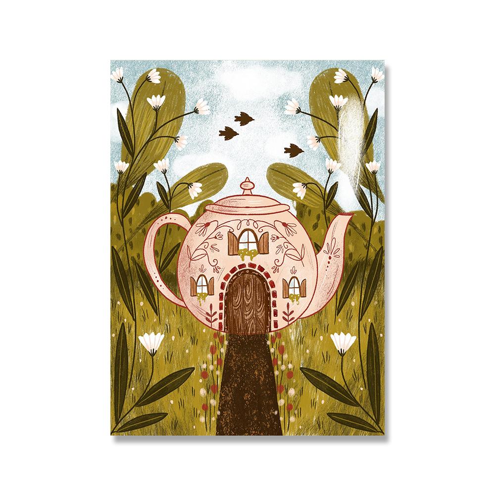 

Tea Pot Coffee Canvas Painting Modern Cafe Shop Wall Art Poster Home Decoration Kitchen Pictures Coffee Lovers Housewarming Gift 21x30cm No Framed