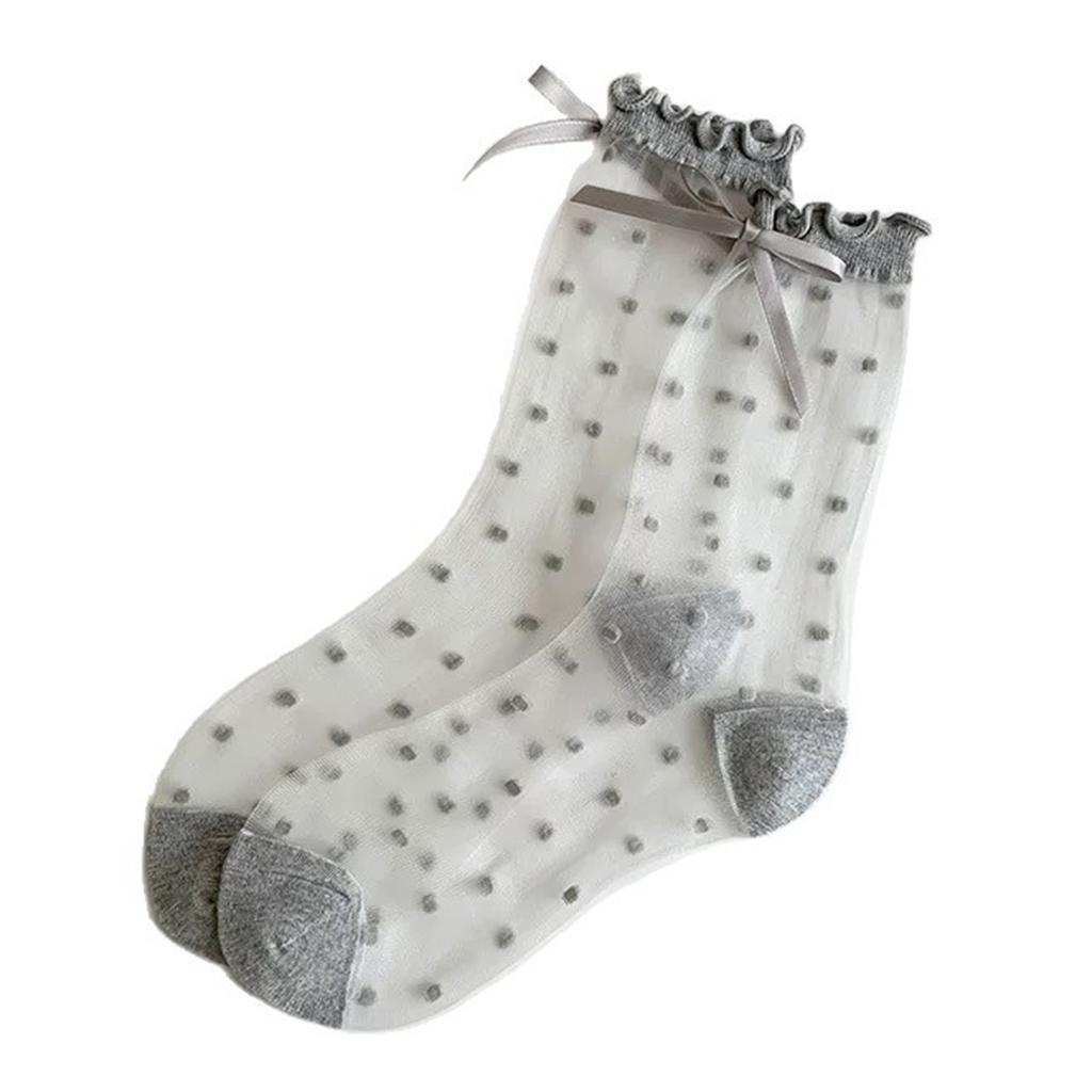Girls Sheer Polka Dot Ankle Cute Ultrathin Transparent Mesh Socks See Through Elastic Princess Socks for Summer