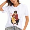 Anime Couple Ladies Cotton T Shirt,Pure Cotton Premium Print,Durable,Leisure And Fashion. Cute Cartoon Girl And Boy Graphic Tee, Anime Lovers Gift, Ca