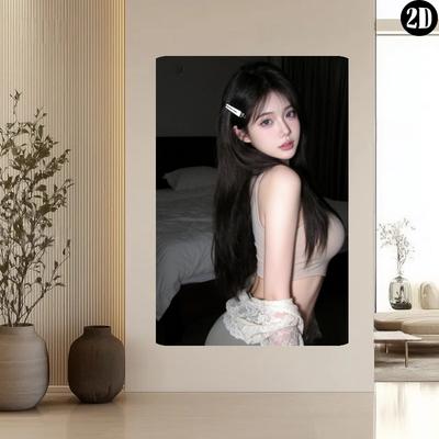 HD Metal Tin Sign Stunning Asian Girl In Crop Top with Lace Detail Vintage Poster Retro Bedroom Wall Art Decor for Home Bar Ga