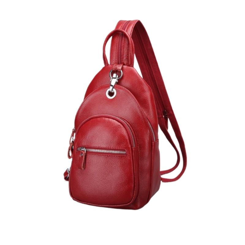 Женская сумка Новая Верхний слой Коровья кожа Нагрудная сумка Рюкзак Женская Плечевая Модная сумка