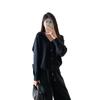 Große Größe lässiger Stil Sport Strickanzug Damen Herbst und Winter Neu Kapuzen-Cardigan-Pullover Weitbeinige Hose Damen zweiteiliges Set