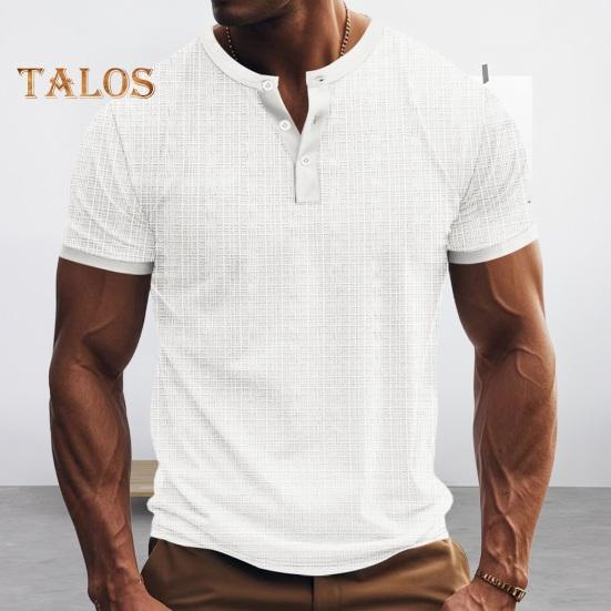 

Летняя мужская футболка свободного кроя в американском стиле с коротким рукавом, застегивающаяся на пуговицы, с круглым вырезом, однотонная повседневная футболка M белый