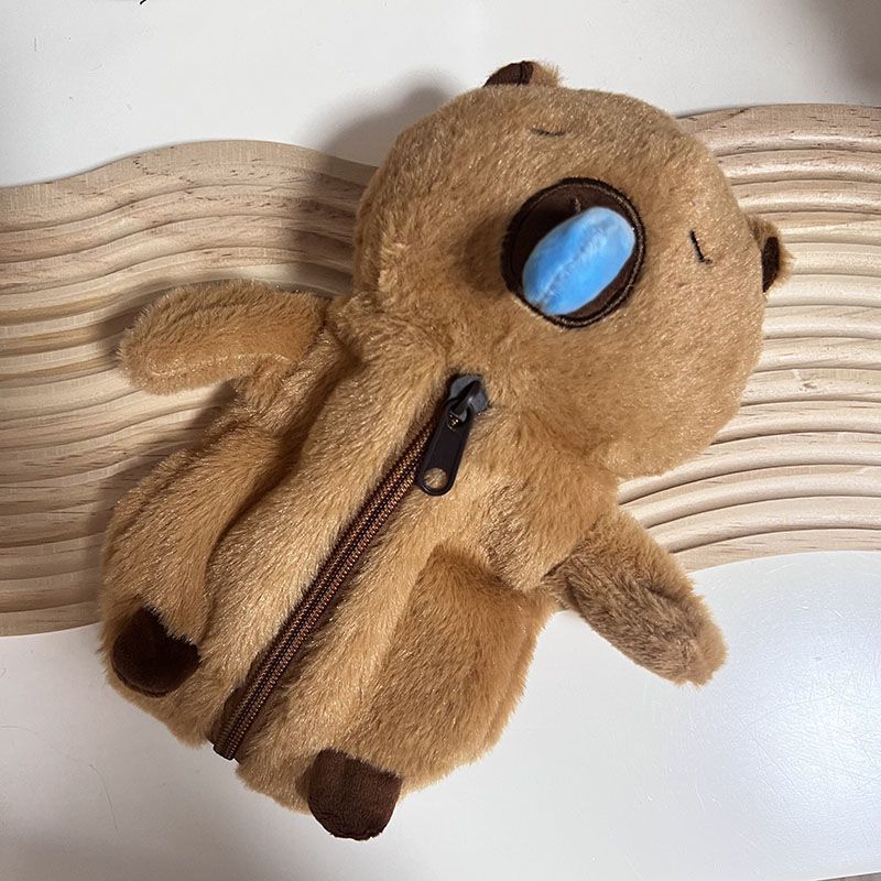 Capybara Plush Pen Bag With Cosmetic Storage For Girls And Students