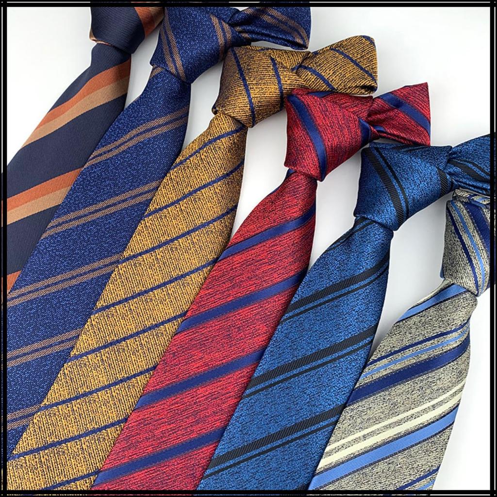 [White Fang] Necktie, Yarn-Dyed Stripe, Polyester, Formal Business Style, Men's NC047 (WT01)