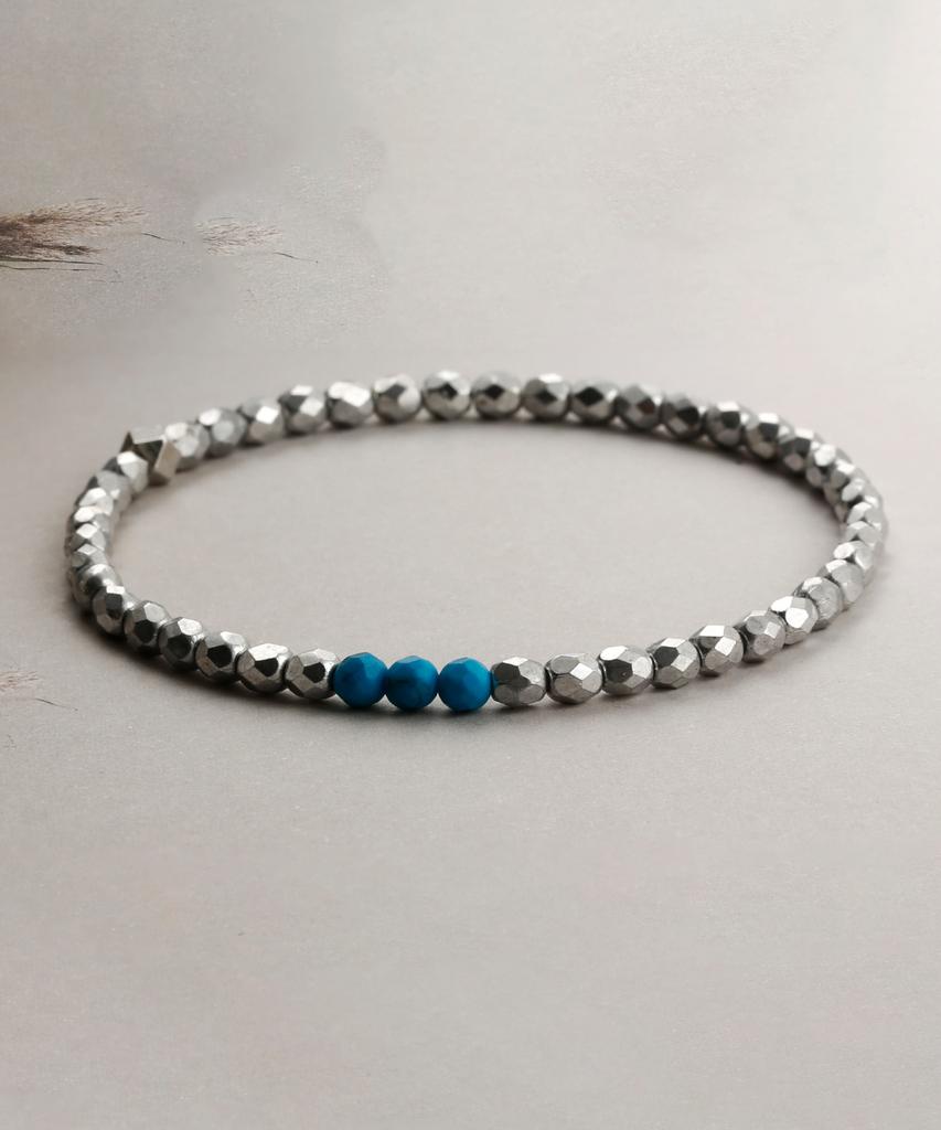 Shoveoff Svb-228 Bead Chain Turquoise Gemstone Layered Bracelet Unisex