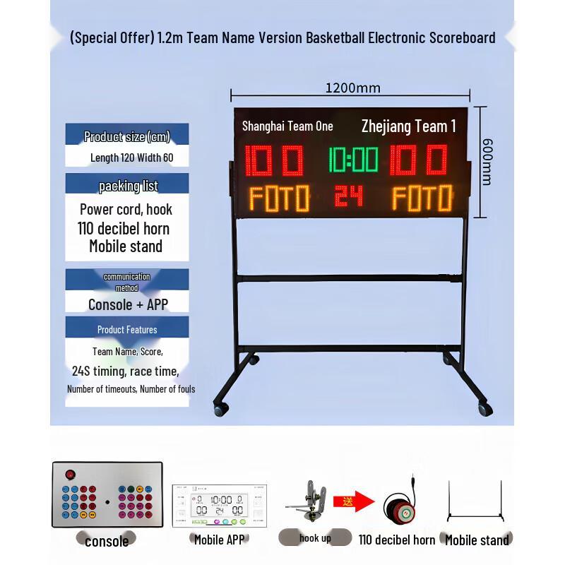 Wireless Basketball Scoreboard with Shot Clock