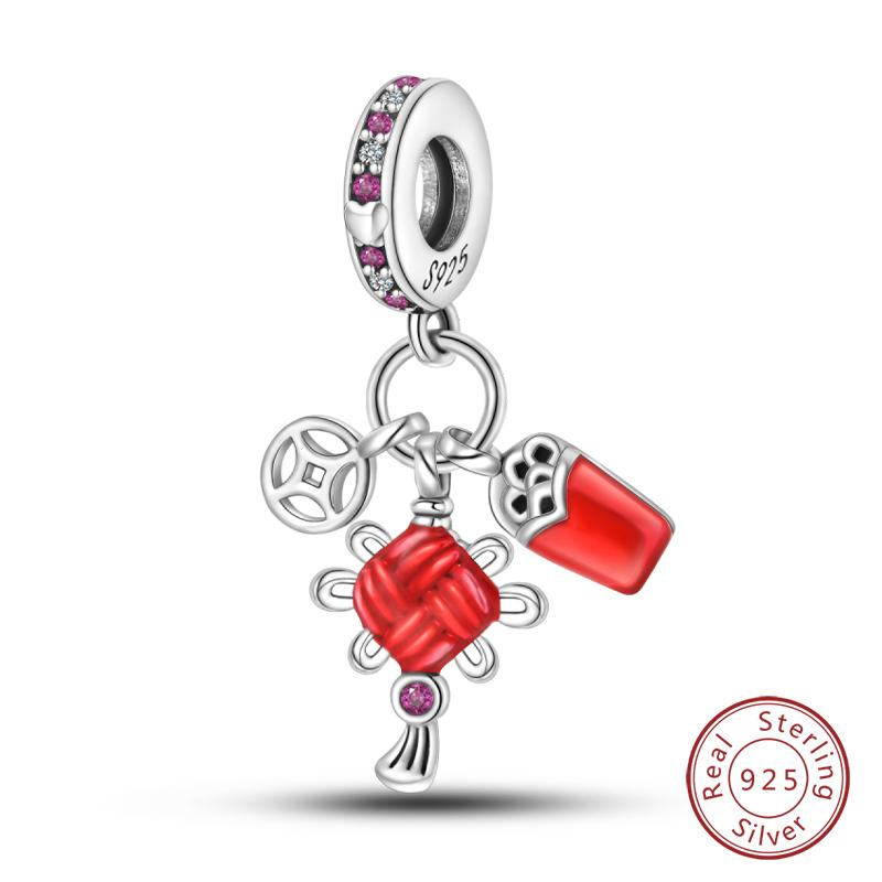 New Copper New Year Series Lucky Cat God Of Wealth Lion Dance Pendants Charms Beads Fit Diy Bracelets Jewelry Gift