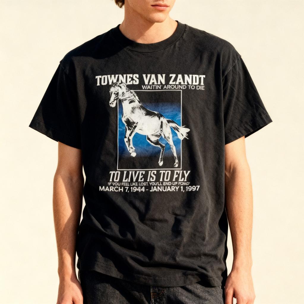 Townes Van Zandt To Live Is To Fly Charcoal Unisex T shirt Men Women S-5XL