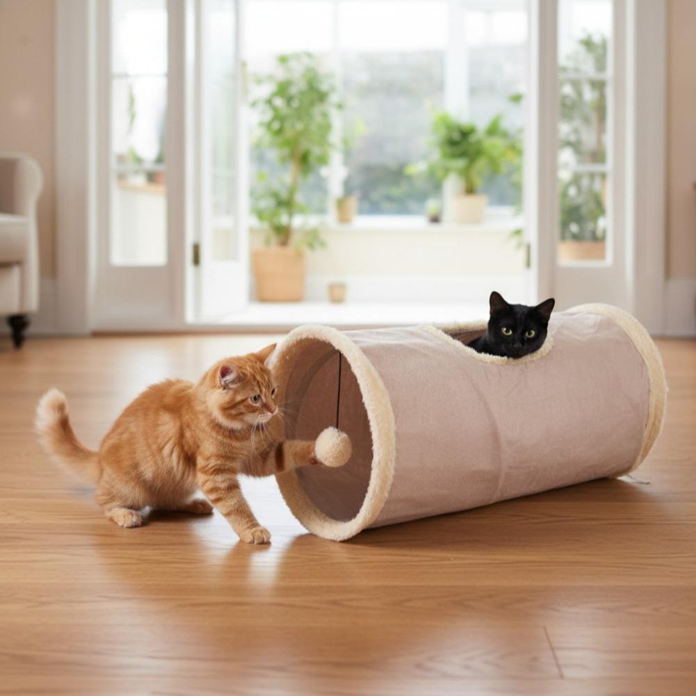 For Self Entertainment & Relaxation Foldable Plush Cat Tunnel Seasons Universal Dirt-resistant Pet Supplies Pet Cat Plush Tunnel