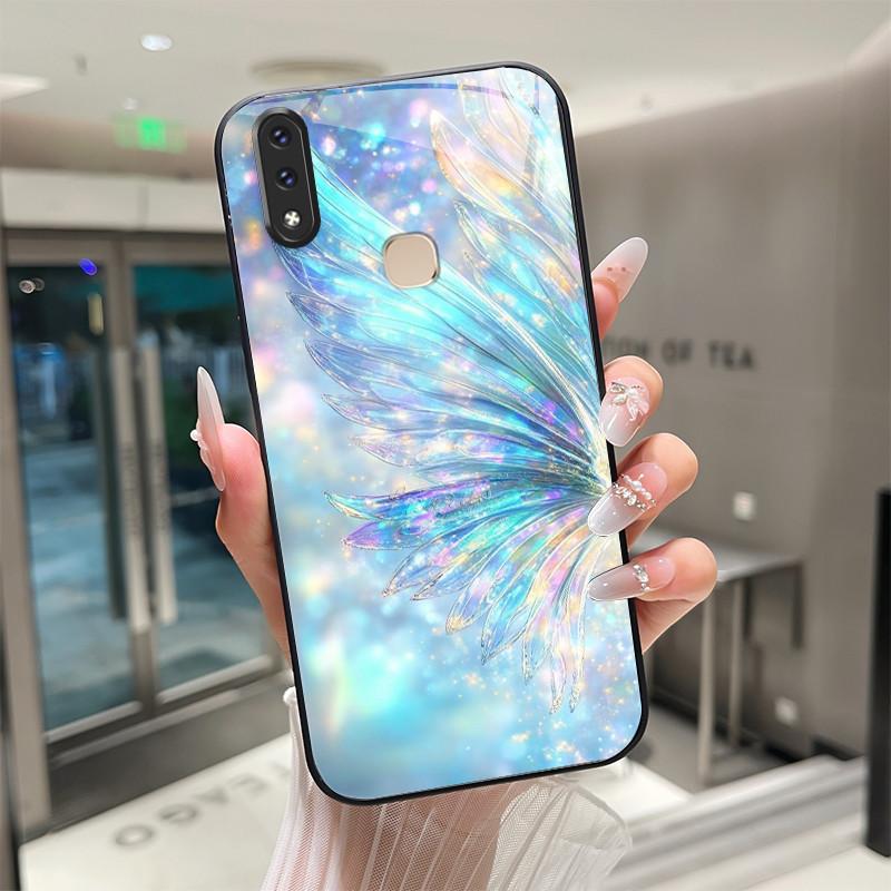 

Beautiful Flower Cute Cartoon Cats Case For For Vivo Y85 V9 1723 1727 1726 Tempered Glass Phone Case Protective Cover Hard Shell vivo 1727 1726