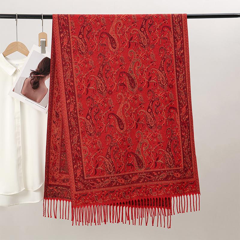 Shawl Warm Winter Scarf Hijab Women Print Paisley Cashmere Pashmina Thick Wrap Head Neck Foulard Luxury  Blanket Echarpe