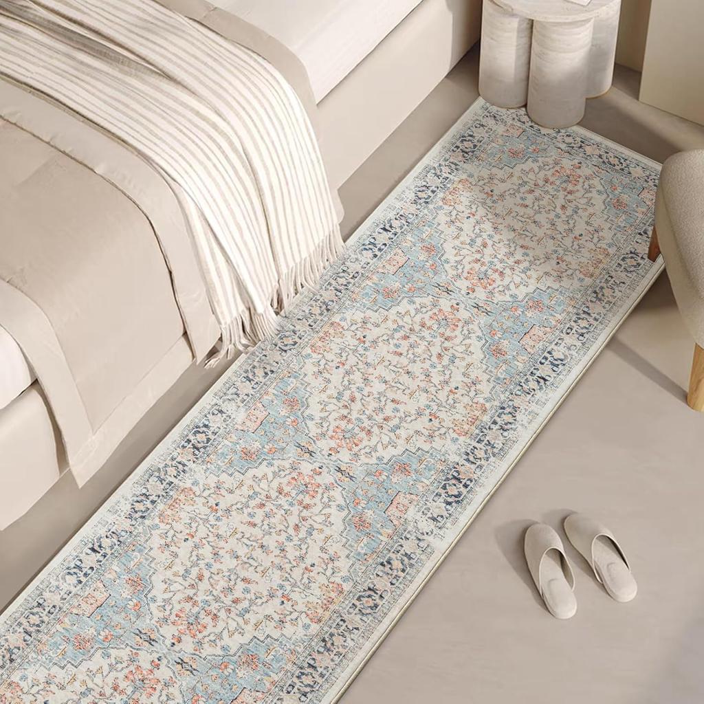 Boho 2x8 Hallway Runner Rug Non-Slip Washed Kitchen Rug Indoor Area Floor Mat Home Decor Laundry Room Bedroom Long Carpet