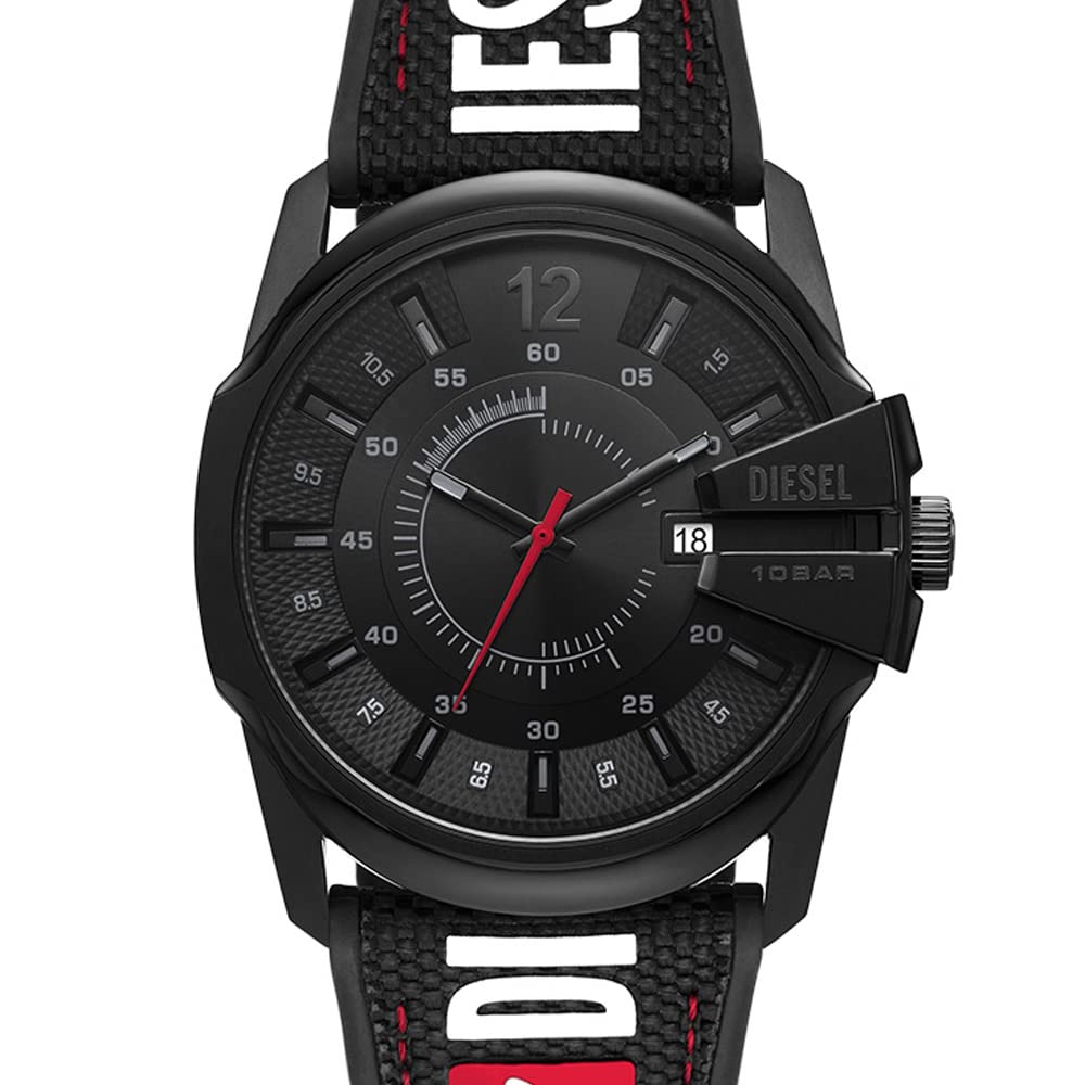 Diesel Master Chief Stainless Steel Quartz One Master Chief Men's Watch, Black/Red, Size,