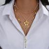 Elegant Y-Shaped Color Diamond Flower Necklace Set - Light Luxury Layered Two-Piece Design
