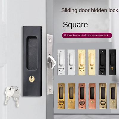New Zinc Alloy Sliding Door Lock Hidde Anti-theft Door Pull Lock Furniture Hardware Hidde Handle Lock Sliding Door