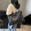 Solid Color Pu Portable Tote Big Bag, Japanese and Korean New Casual Style Yoga Fitness Shoulder Messenger Bag