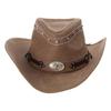 Vintage Faux Leather Hat Women Men Cowboy Hat Ethnic Style Western Style Hat