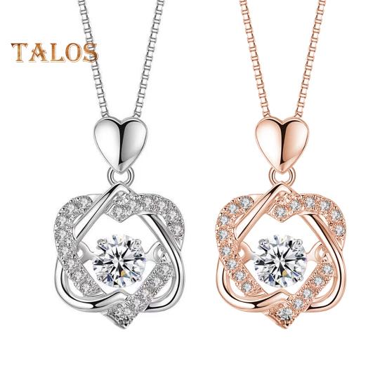 Damen-Halskette mit Doppelherz, verschlungenem Strass-Dekor, verstellbar mit verlängerter Kette, Halsschmuck aus Legierung für Abschlussball, Party, Alltag