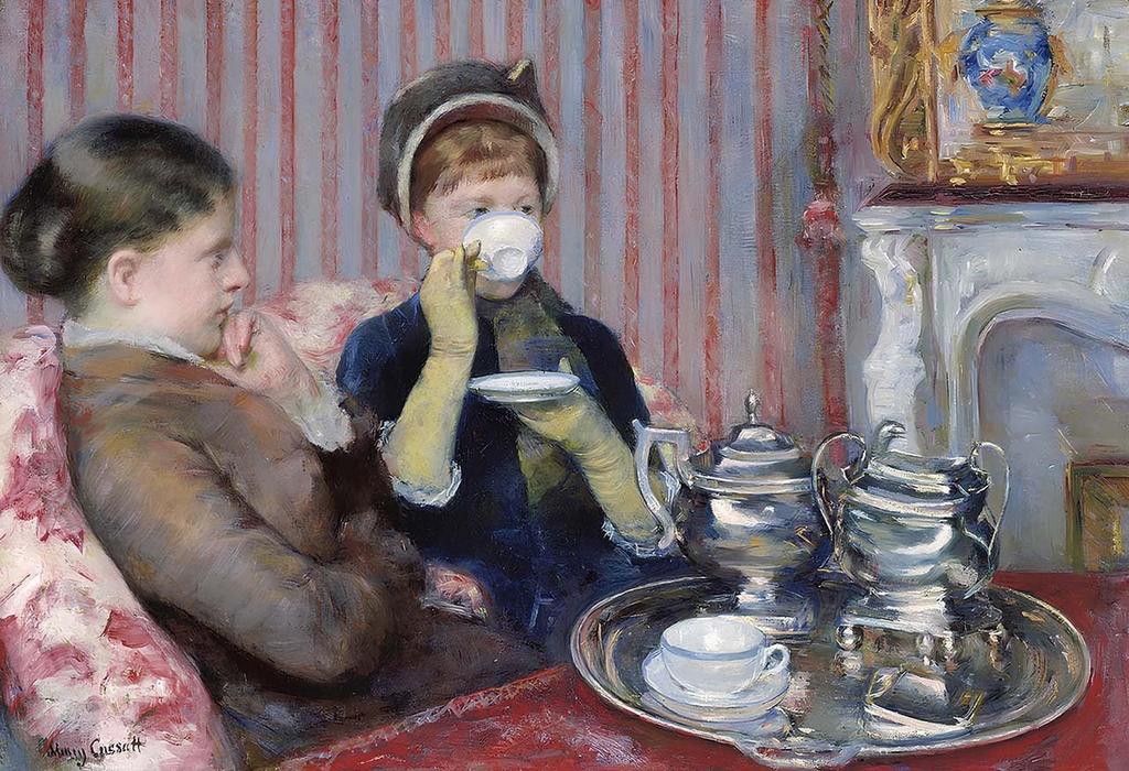 Cuties in Jigsaw Puzzle Art Lounge with and Sponge [Made Japan] 300-Piece "Tea Time" (Mary Cassatt) (26x38cm) 300-218 Self-Adhesive
