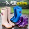 rain shoes women's anti-skid rain boots winter warm and velvet kitchen rubber shoes jelly shoes worn on rainy days